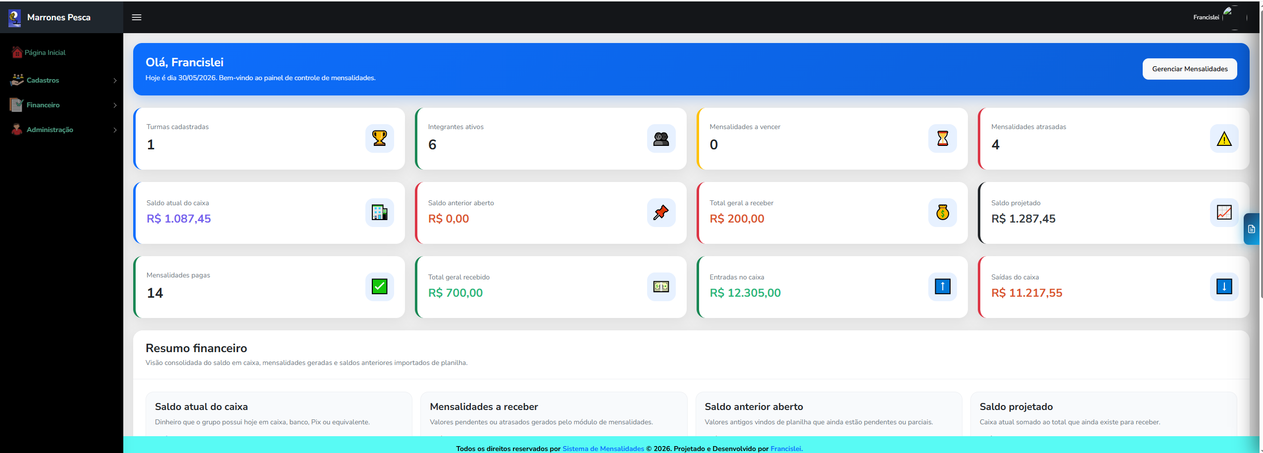 Sistema de Controle de Mensalidades